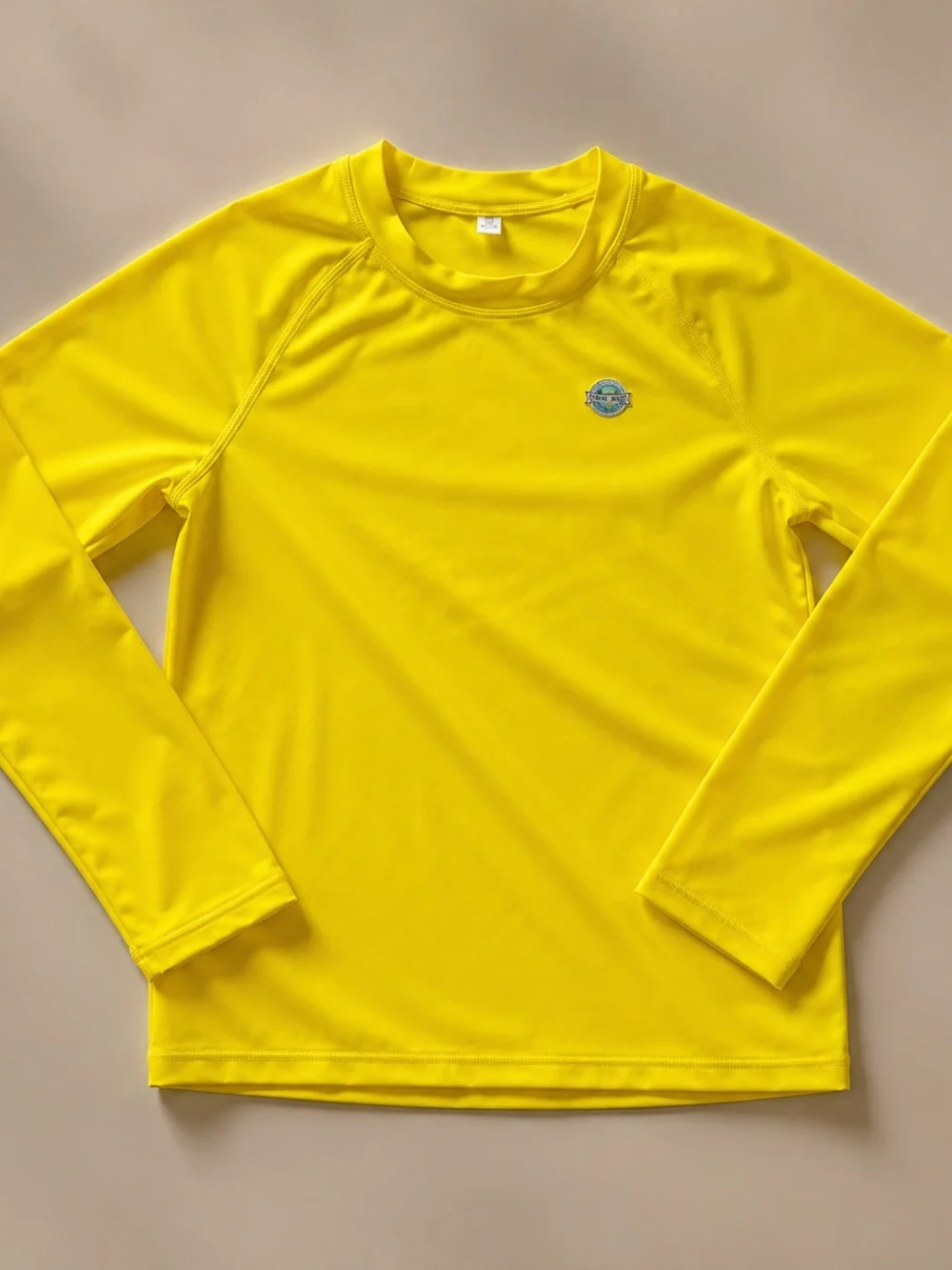 Girls Bright Yellow Long Sleeve Rash Guard Swim Shirt Size 11-13 Sun Protection